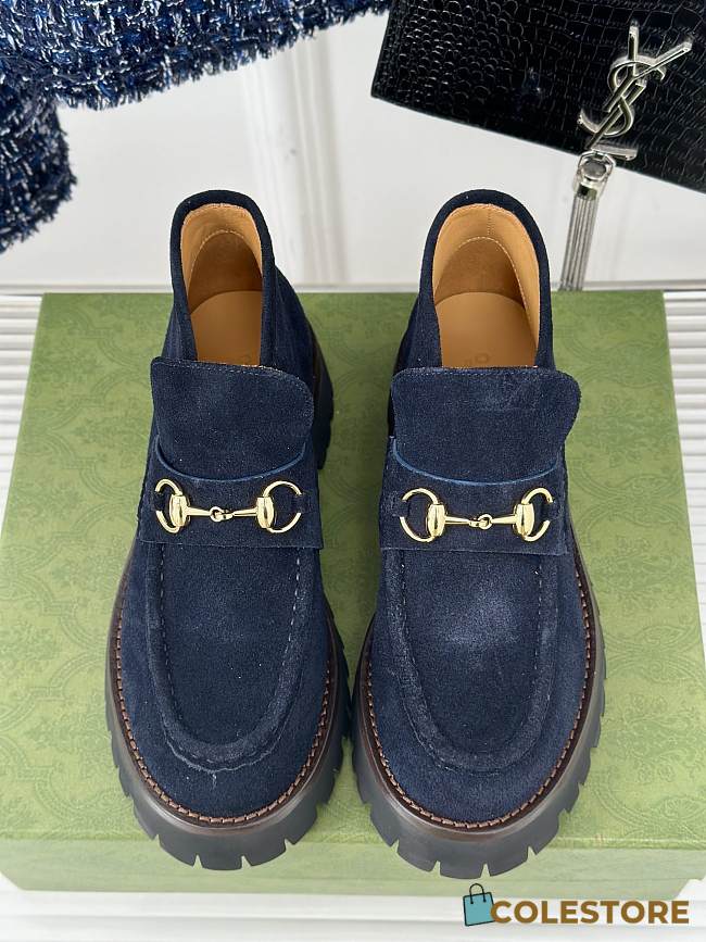 Gucci Loafer Horsebit Suede Navy - 1