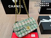 Chanel Flap Bag Mini Tweed Cotton White Green 20 x 12 cm - 1