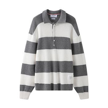 Thom Browne Polo White And Grey 