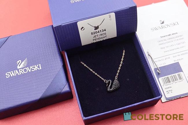 Swarovski Swan Necklace Black  - 1