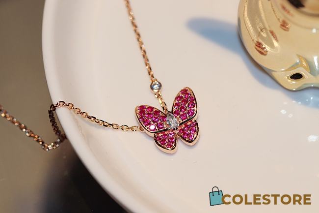 Van Cleef & Arpels Pink Butterfly Necklace  - 1
