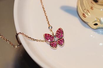 Van Cleef & Arpels Pink Butterfly Necklace 