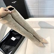 YSL Saint Laurrent High Boots Beige Suede - 4