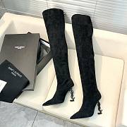 YSL Saint Laurrent High Boots Black Suede - 1