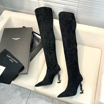 YSL Saint Laurrent High Boots Black Suede