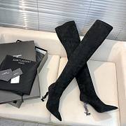 YSL Saint Laurrent High Boots Black Suede - 5