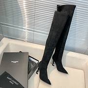 YSL Saint Laurrent High Boots Black Suede - 4