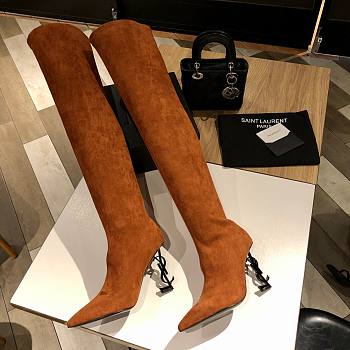 YSL Saint Laurrent High Boots Brown Suede