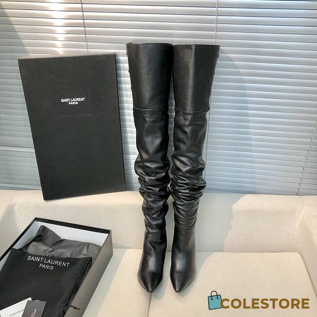 YSL Saint Laurrent Over Knee High Boots Black - 1