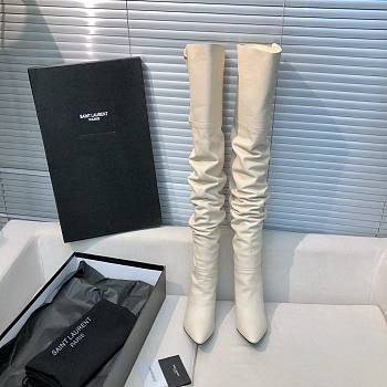 YSL Saint Laurrent Over Knee High Boots White