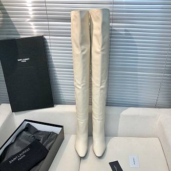 YSL Saint Laurrent Over Knee High Boots White 02