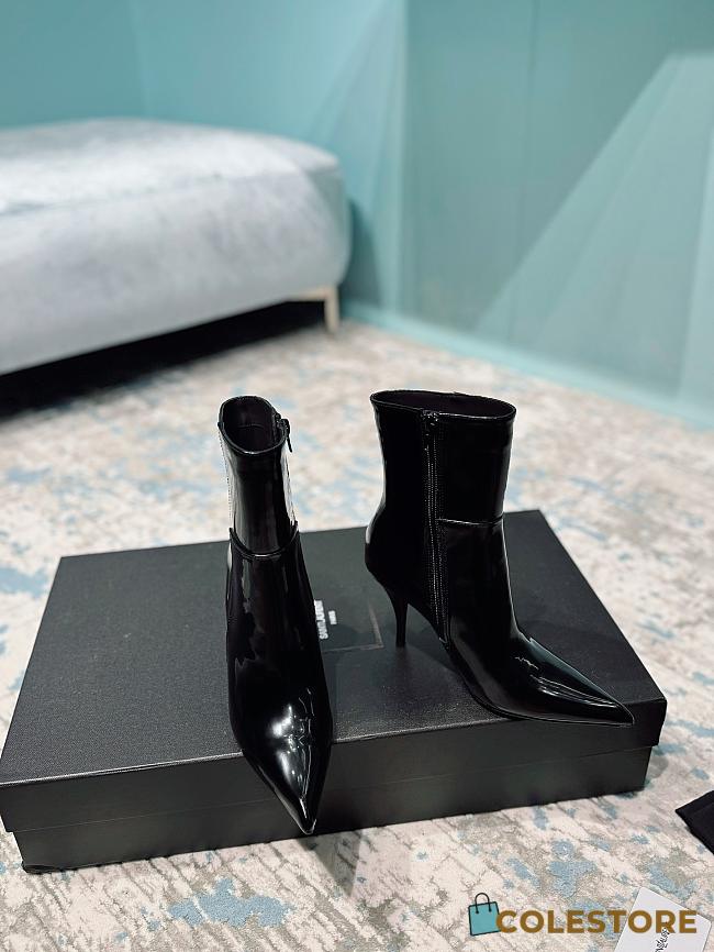YSL Saint Laurrent Shiny High Heel Boot Black  - 1