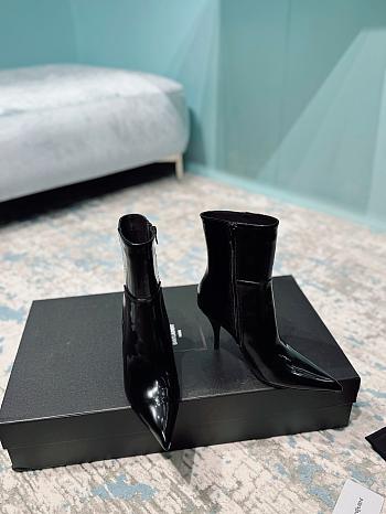 YSL Saint Laurrent Shiny High Heel Boot Black 