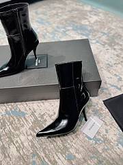 YSL Saint Laurrent Shiny High Heel Boot Black  - 2
