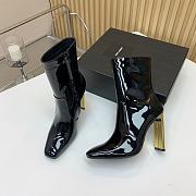 Saint Laurrent Shiny Ankle Boots Women Leather Black - 4