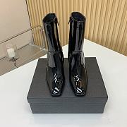 Saint Laurrent Shiny Ankle Boots Women Leather Black - 5