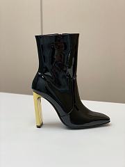 Saint Laurrent Shiny Ankle Boots Women Leather Black - 6
