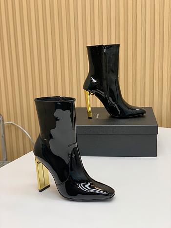 Saint Laurrent Shiny Ankle Boots Women Leather Black