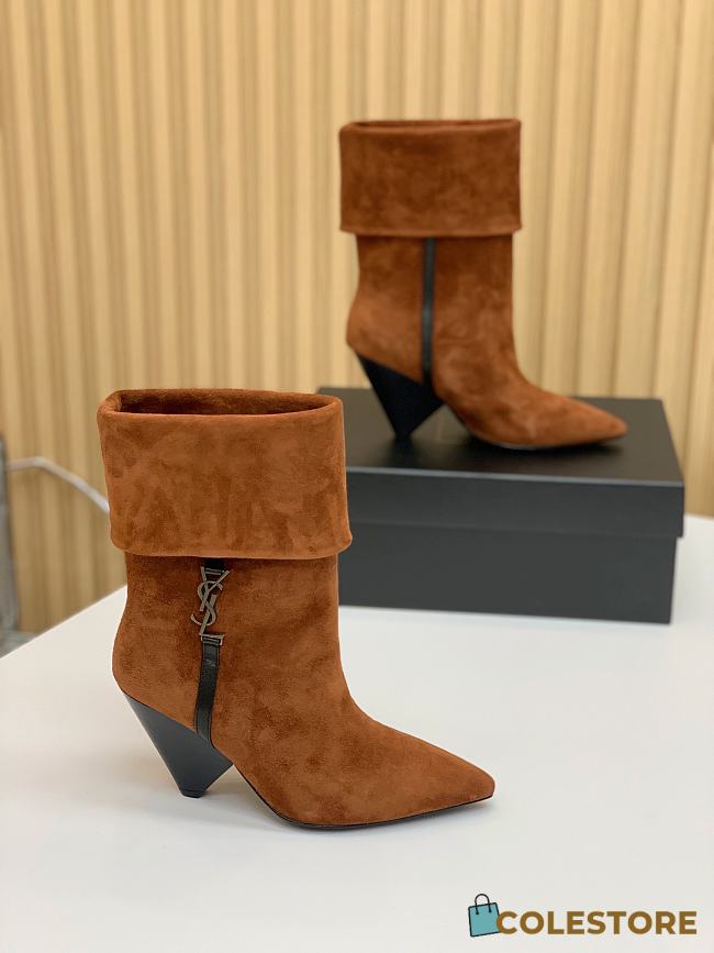 Saint Laurent Women's Suede Upper Pointed Toe Brown - 1
