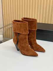 Saint Laurent Women's Suede Upper Pointed Toe Brown - 4