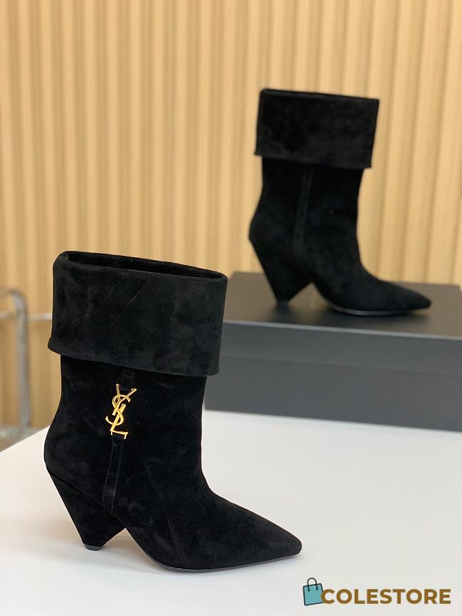 Saint Laurent Women's Suede Upper Pointed Toe Black - 1