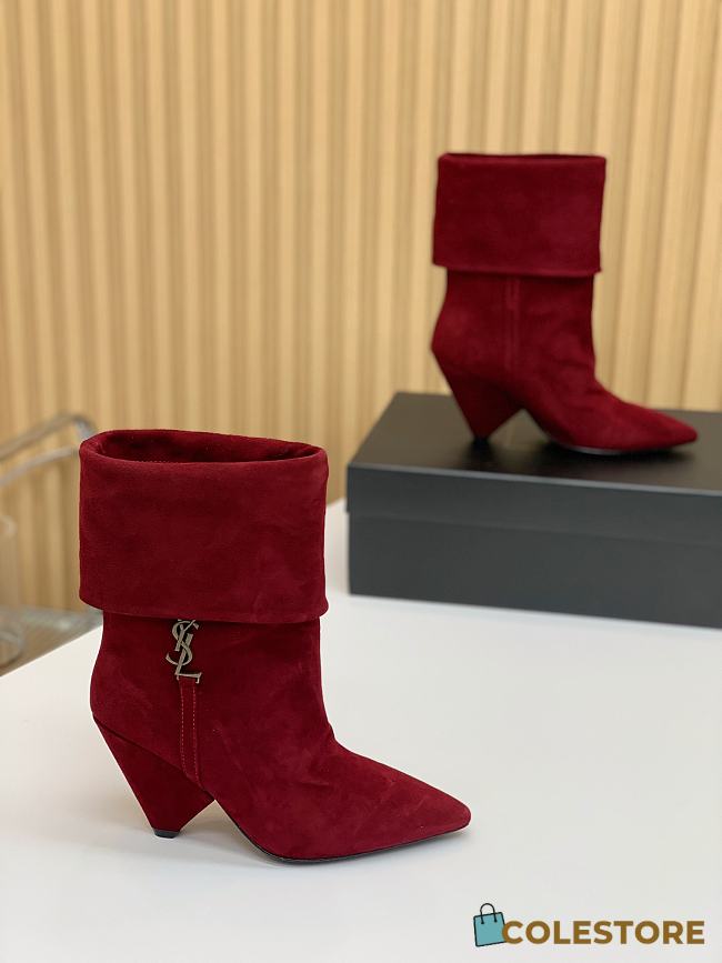Saint Laurent Women's Suede Upper Pointed Toe Red - 1