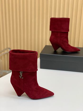 Saint Laurent Women's Suede Upper Pointed Toe Red