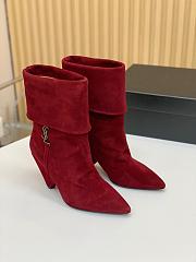 Saint Laurent Women's Suede Upper Pointed Toe Red - 4
