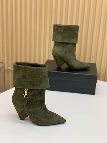 Saint Laurent Women's Suede Upper Pointed Toe Green