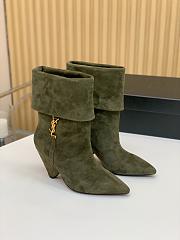 Saint Laurent Women's Suede Upper Pointed Toe Green - 5