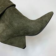 Saint Laurent Women's Suede Upper Pointed Toe Green - 3