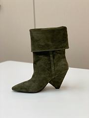 Saint Laurent Women's Suede Upper Pointed Toe Green - 2