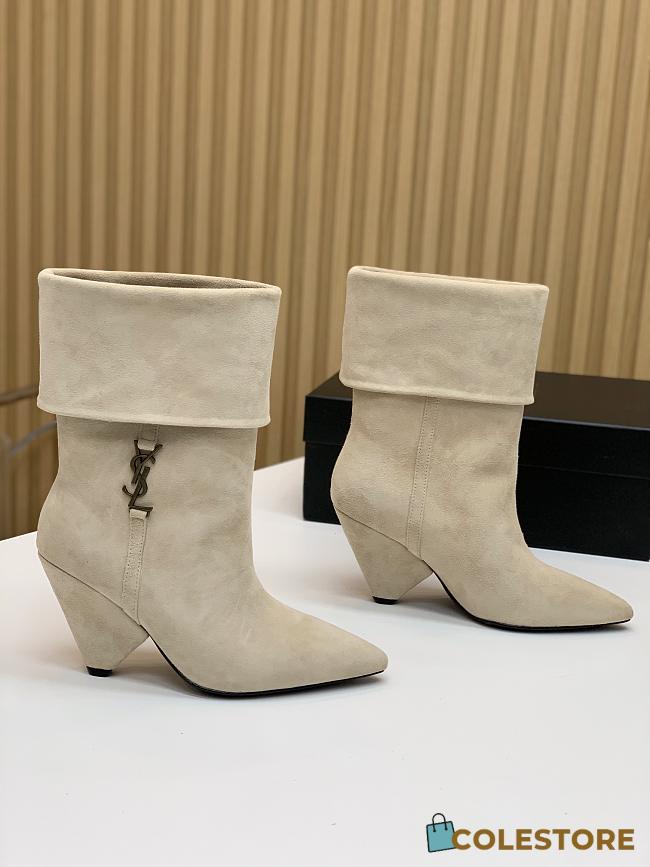Saint Laurent Women's Suede Upper Pointed Toe White - 1