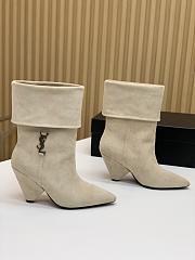 Saint Laurent Women's Suede Upper Pointed Toe White - 1