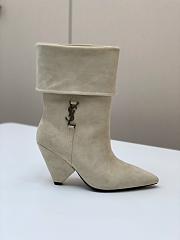 Saint Laurent Women's Suede Upper Pointed Toe White - 4