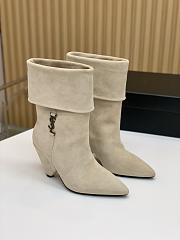 Saint Laurent Women's Suede Upper Pointed Toe White - 2