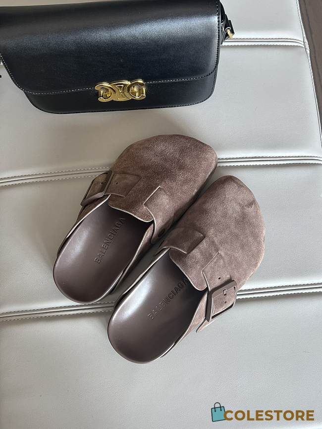 Balenciaga Sunday Suede Mule Brown  - 1