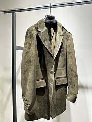 Celine Old Celine Goat Suede Coat Green - 2