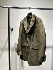 Celine Old Celine Goat Suede Coat Green - 4