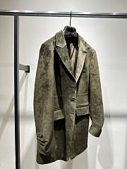 Celine Old Celine Goat Suede Coat Green - 3