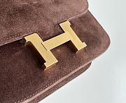 Hermes Shoulder Bag Dobls Suede Gold Hardware Chocolate 19 x 15 x 4 cm - 6