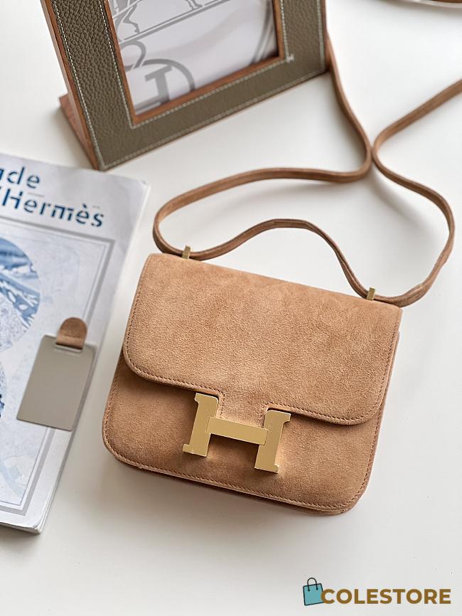 Hermes Shoulder Bag Dobls Suede Brown 19 x 15 x 4 cm - 1