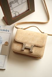 Hermes Shoulder Bag Dobls Suede Silver Hardware Beige19 x 15 x 4 cm - 1
