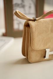 Hermes Shoulder Bag Dobls Suede Silver Hardware Beige19 x 15 x 4 cm - 3