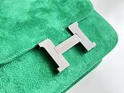 Hermes Shoulder Bag Dobls Suede Silver Hardware Green 19 x 15 x 4 cm - 4