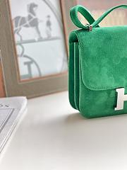 Hermes Shoulder Bag Dobls Suede Silver Hardware Green 19 x 15 x 4 cm - 3