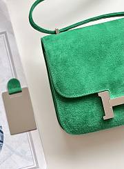 Hermes Shoulder Bag Dobls Suede Silver Hardware Green 19 x 15 x 4 cm - 2