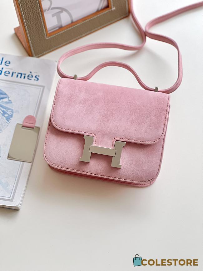 Hermes Shoulder Bag Dobls Suede Pink Hardware Pink 19 x 15 x 4 cm - 1