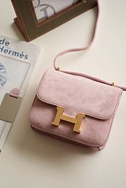 Hermes Shoulder Bag Dobls Suede Gold Hardware Pink 19 x 15 x 4 cm - 1