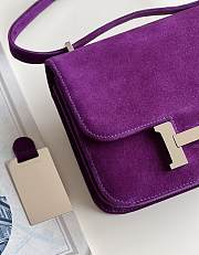 Hermes Shoulder Bag Dobls Suede Pink Hardware Purple 19 x 15 x 4 cm - 4